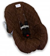 Brown with Pink Stitching Infant Car Seat Cover