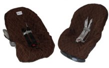 Brown with Pink Stitching Infant/Toddler Car Seat Cover Gift Set