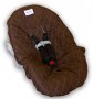 Brown with Blue Stitching Infant Car Seat Cover