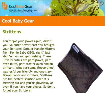 Cool Baby Gear Features the Stritten Stroller Mitten